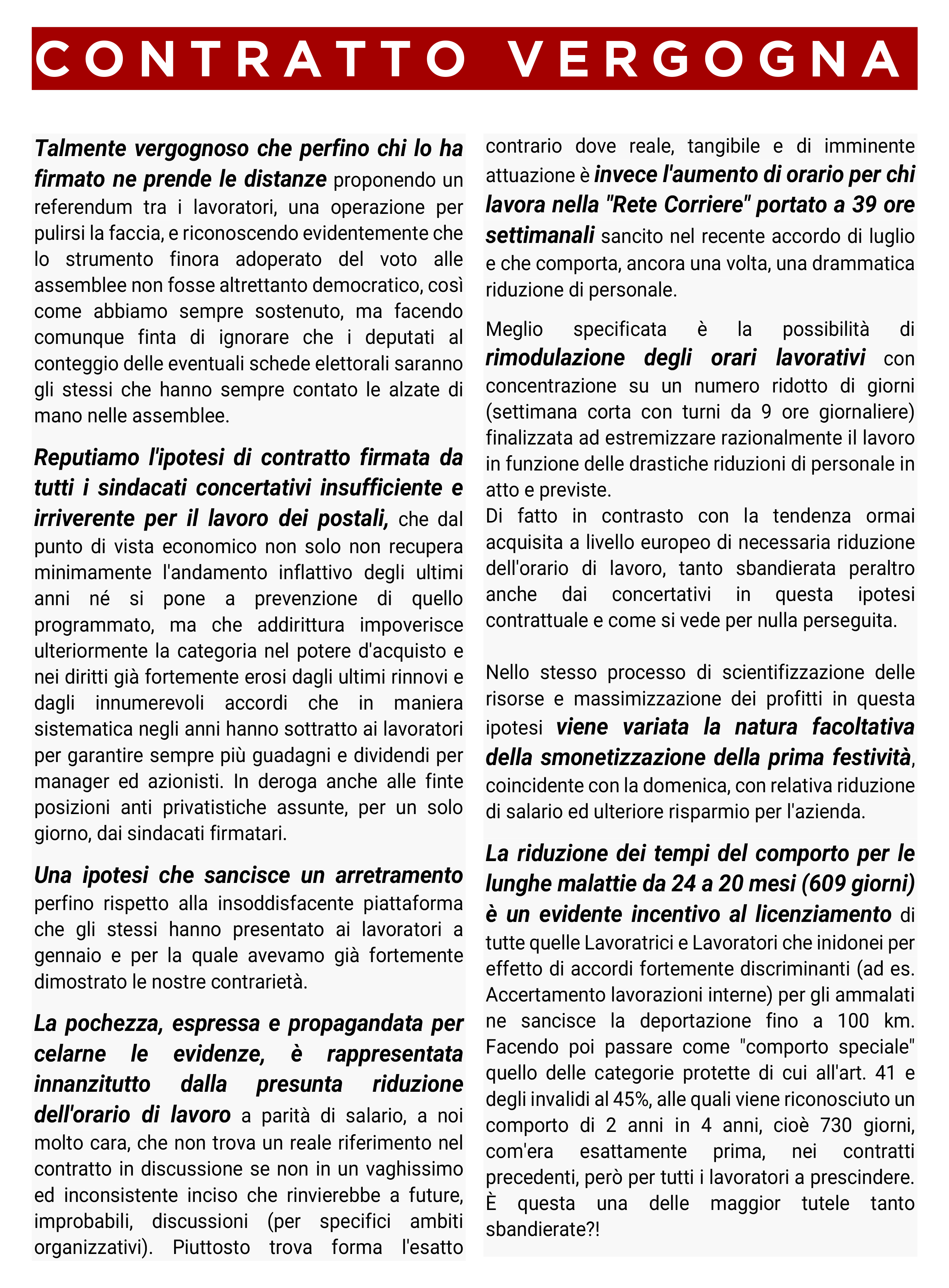 contratto vergogna