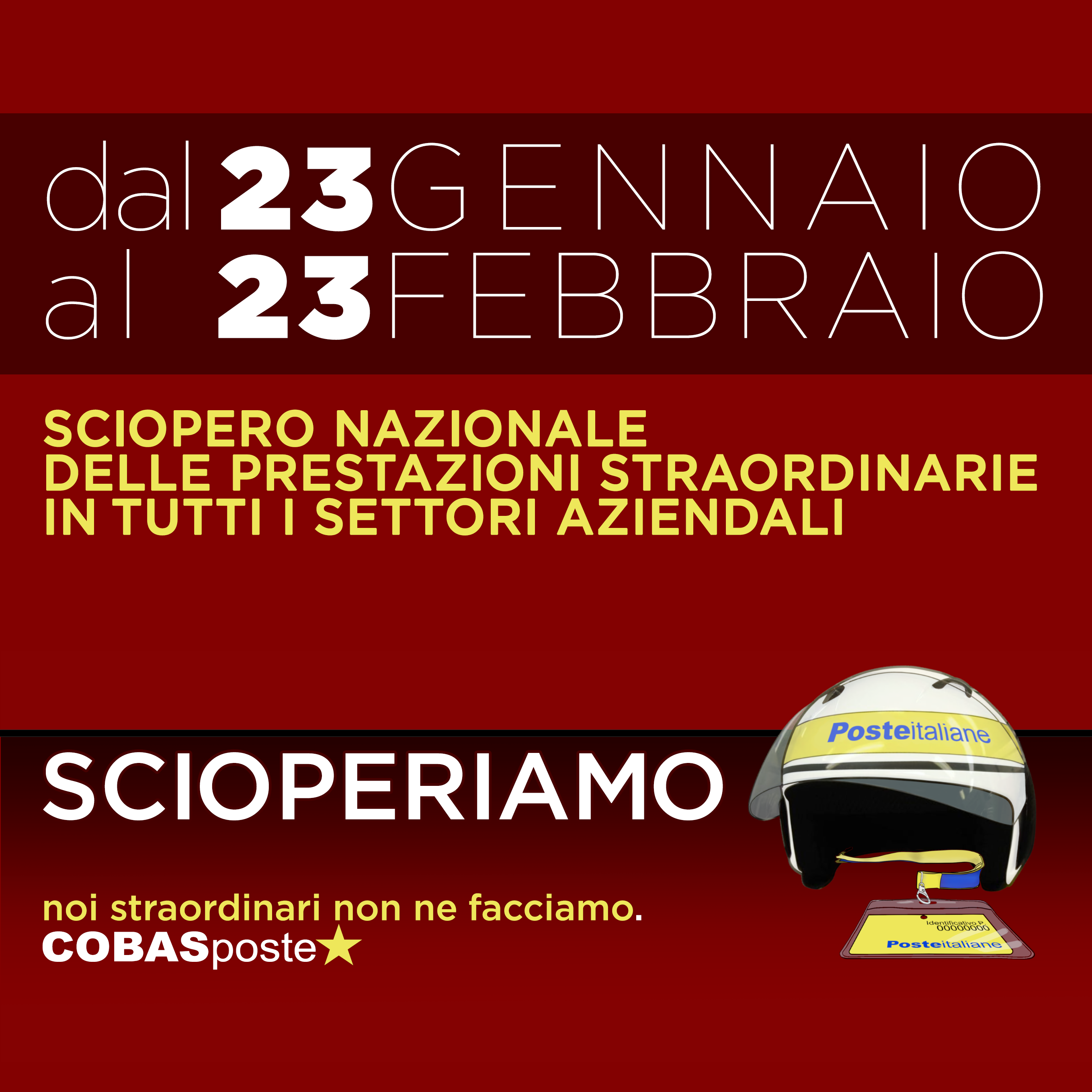 sciopero straordinari poste gennaio febbraio 2025 cobas poste italiane