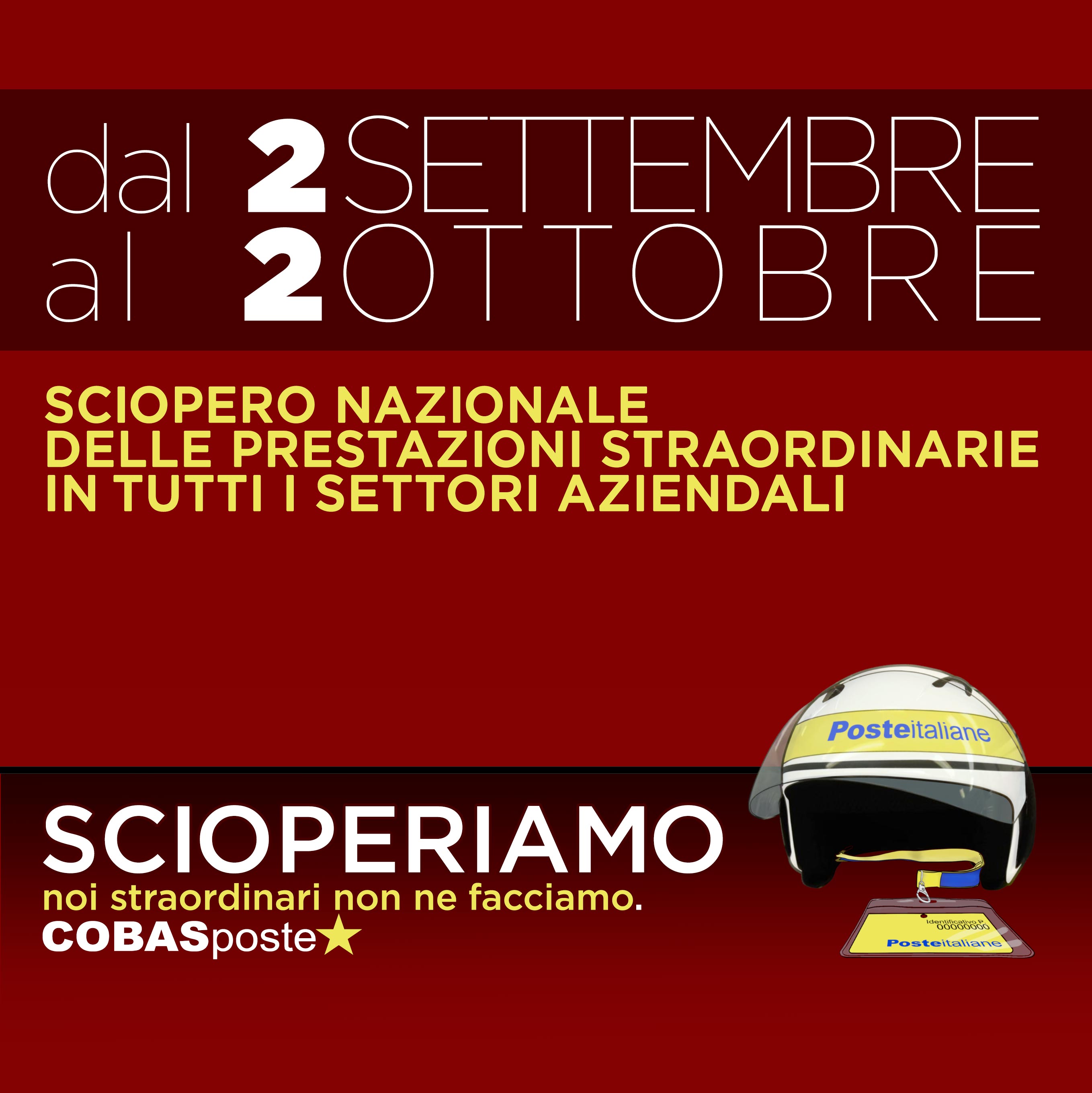 sciopero straordinari poste italiane settembre ottobre 2025