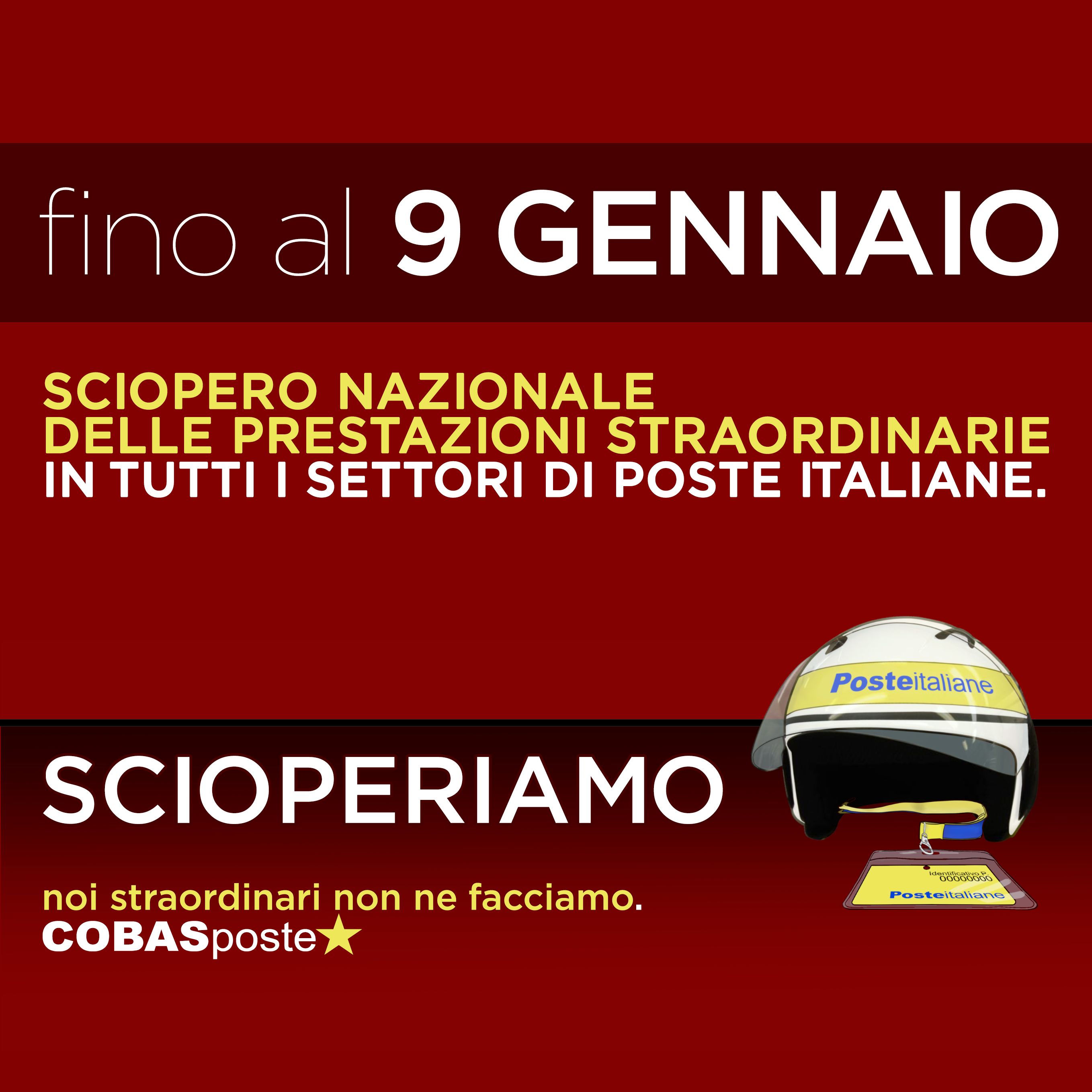 locandina sciopero straordinari fino al 9 gennaio 2024